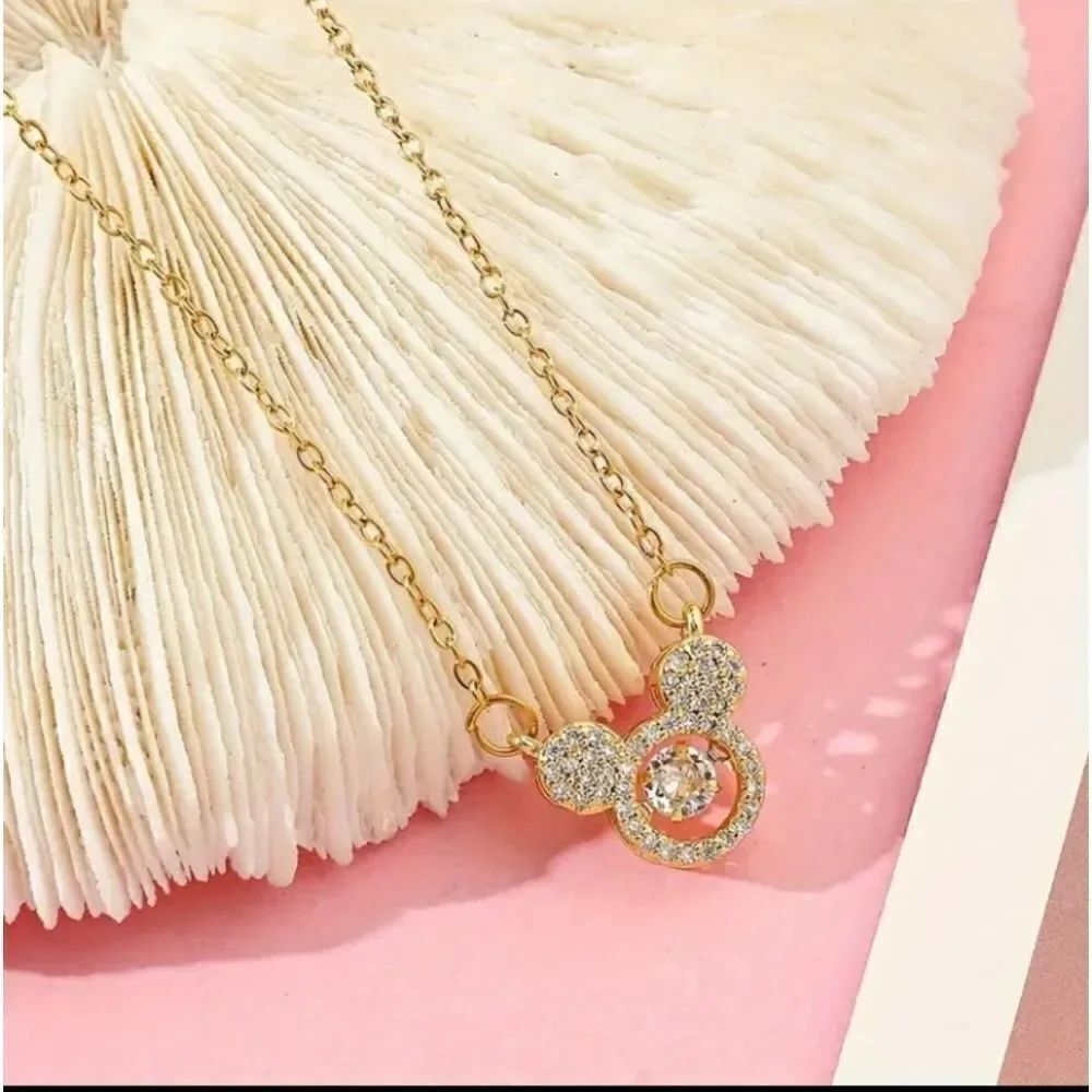 18K Gold Plated Mickey Mouse Gold Diamond Necklace
